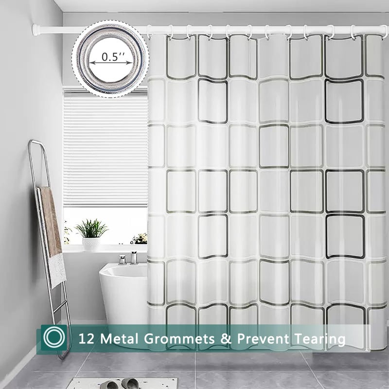 jssablo Shower Curtain Liner, Big Square Waterproof PEVA Shower Curtains with 3 Duty Heavy Bottom Magnets and 12 Rust Proof Grommets, 72x72 Weighted Shower Liner for Shower Stall, Bathtubs - Image 2
